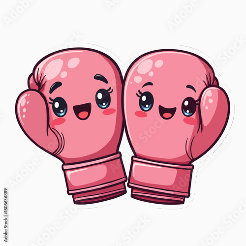 Two cartoon boxing gloves with smiling faces