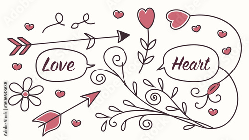 floral background with hearts