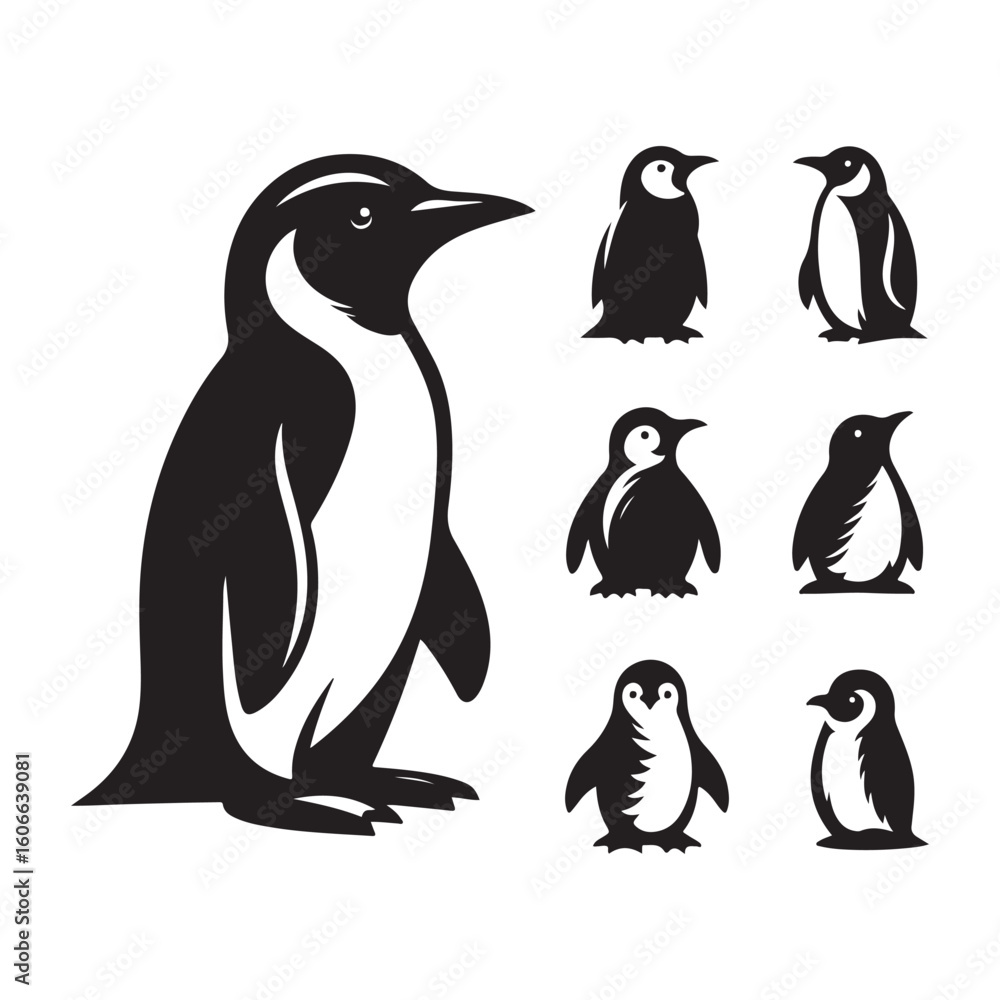 Obraz premium penguin silhouette vector illustration