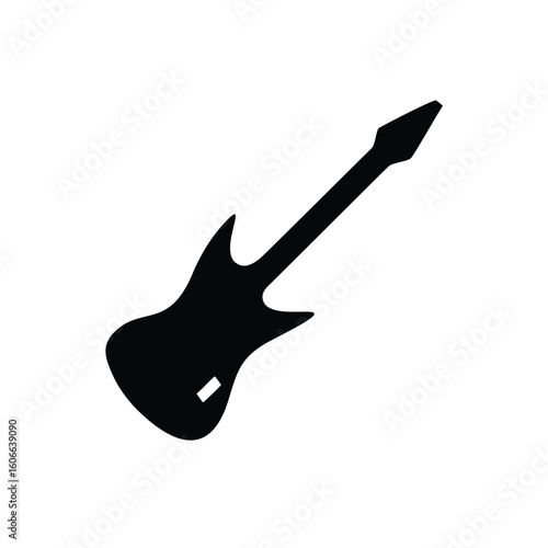 Electric Guitar Silhouette with Sharp Modern Curves for Music Design Projects
