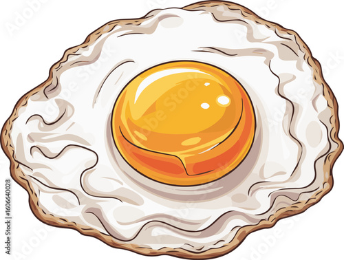 Flat vector icon of fried egg illustration for sticker, logo, book, t-shirt and more print or digital design