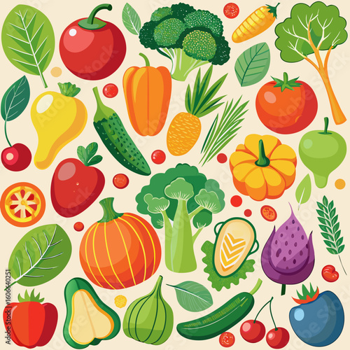 mix vegetables and fruits 