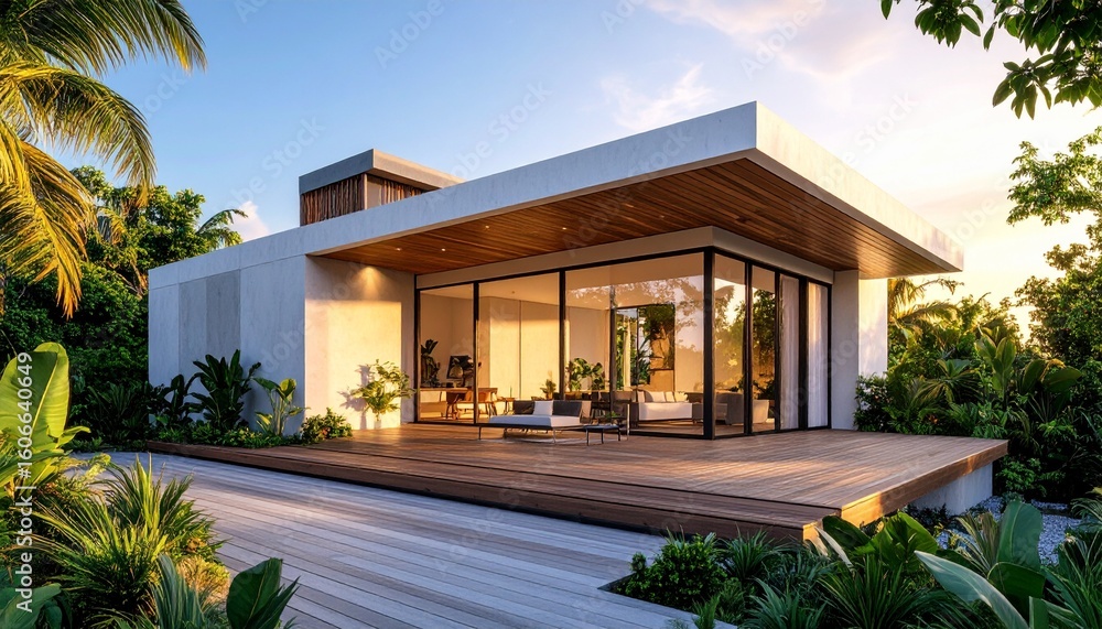 Fototapeta premium Modern tropical villa with stunning outdoor living space
