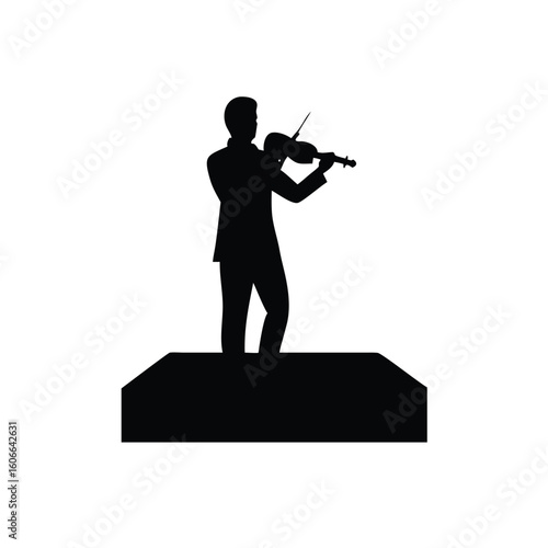 Elegant Silhouette of a Professional Violinist in Formal Attire Vector Design