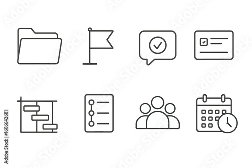 Minimalist business and organization icons set for digital use
