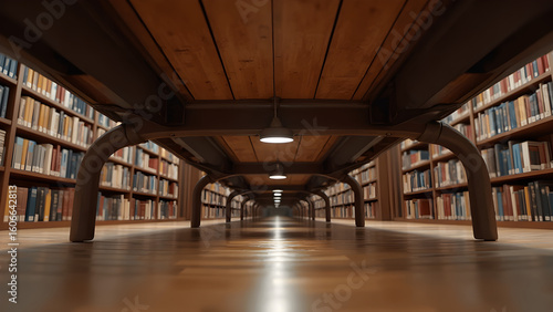 Wallpaper Mural perspective shot from under a library table. ultra realistic library images. unique angles in photography. creative photography ideas for libraries. Torontodigital.ca