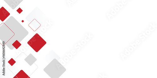White background with abstract red grey square decoration