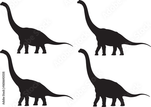 Four brachiosaurus dinosaurs in a repeating pattern silhouette