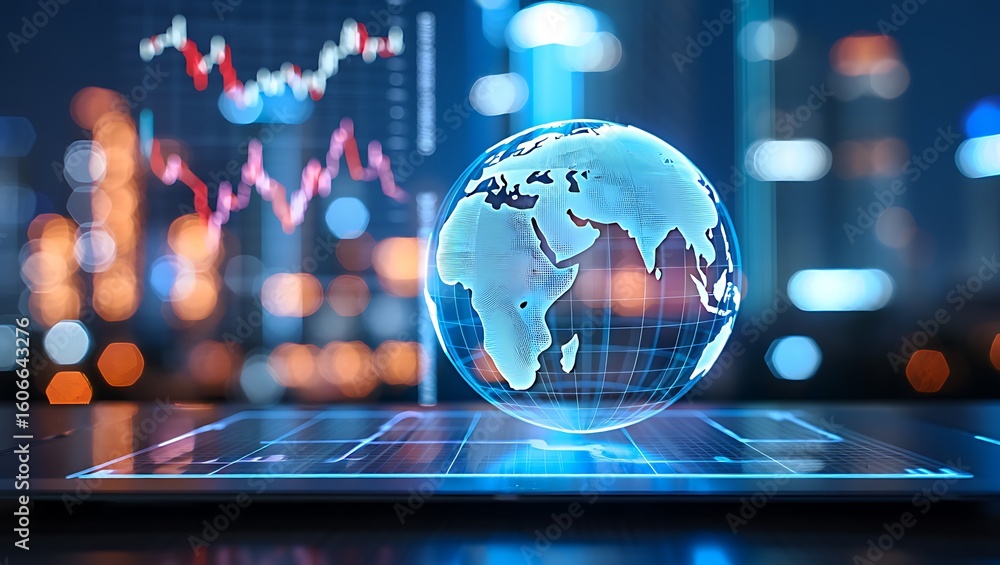 Global financial markets and digital economy technology concept Stock ...