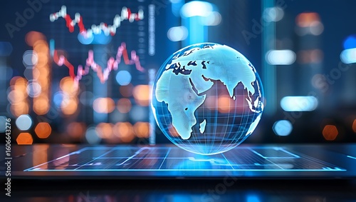 Global financial markets and digital economy technology concept