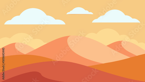 Distant Hills with Soft Sunlight and Scattered Clouds