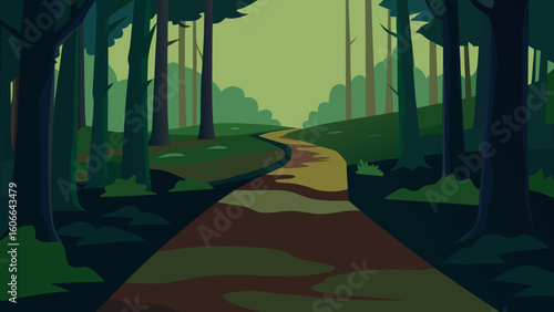 Forest Trail with Fading Light