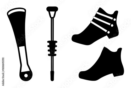 Shoe horn and boot accessories illustration