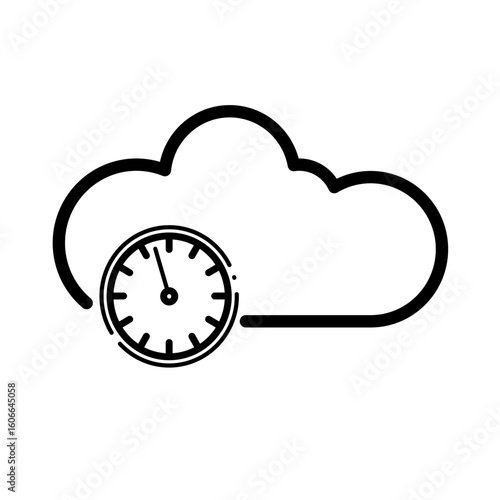 Timed cloud access, temporary online storage - vector icon