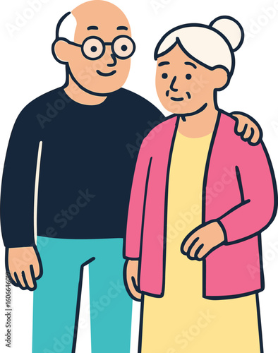 Grandparents couple holding hands. 
