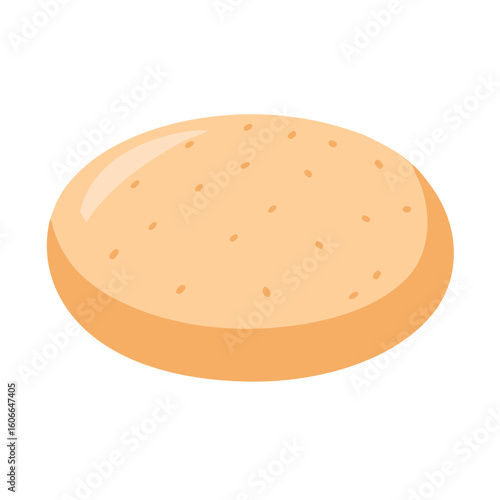 Plain Sesame Seed Bread Bun or Round Cookie Base Vector Illustration