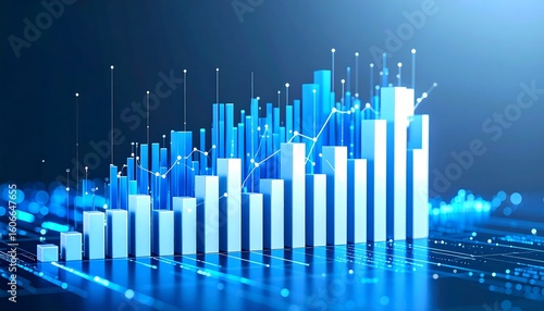 3D bar graph, data, progress