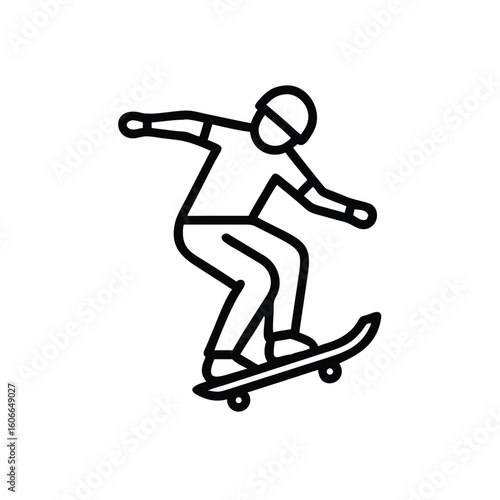Vector Illustration of a Skateboarder Performing an Ollie Trick