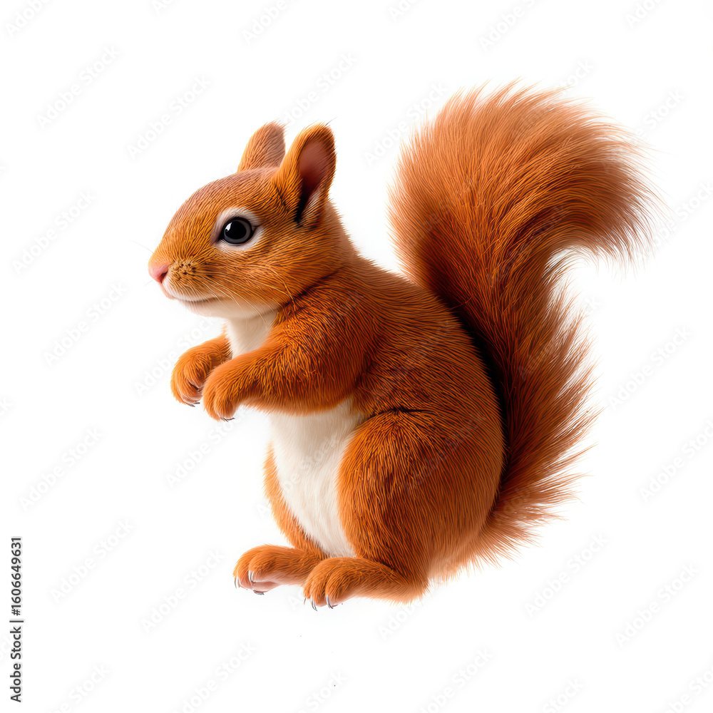 Obraz premium Playful orange squirrel in vibrant pose