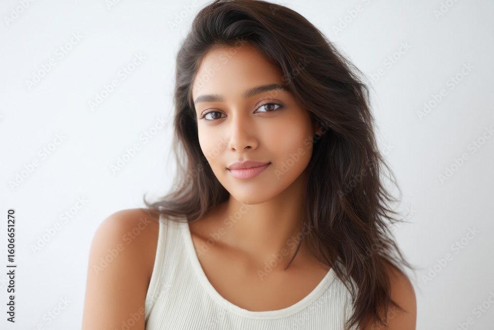 young beautiful indian woman standing on white young beautiful indian woman standing on white
