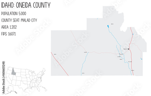 Large and detailed map of Oneida County in Idaho, USA.