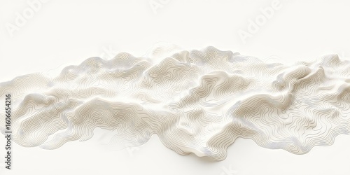 Minimalist topographical contour line graphic on a white plane, abstract topographic background showing elevation with smooth rounded shapes