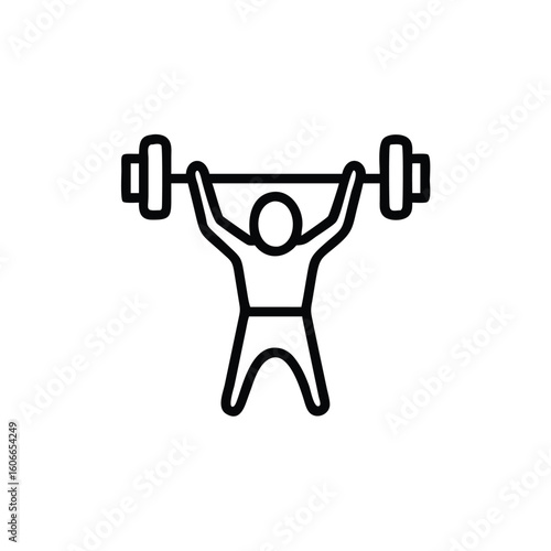 Minimalist Weightlifter Raising Barbell Overhead Design with Dog Illustration Element