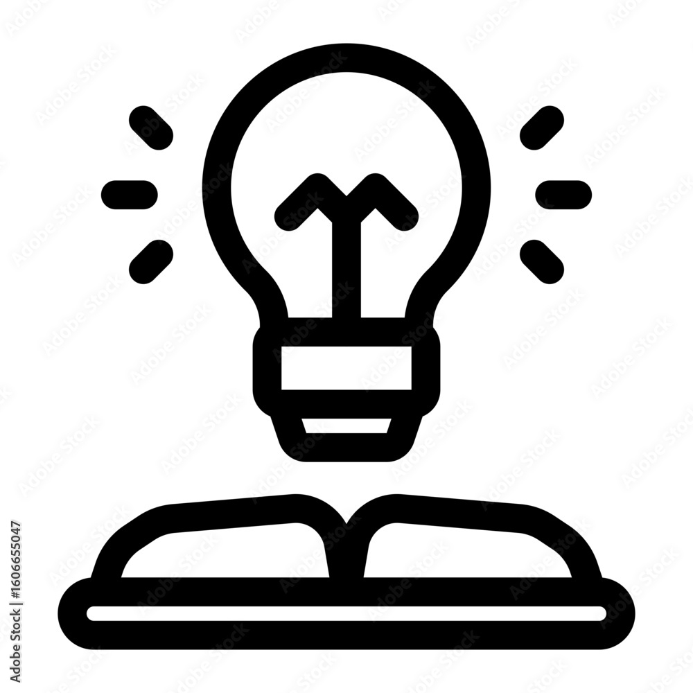Open Book with Lightbulb Icon Open Book with Lightbulb Icon