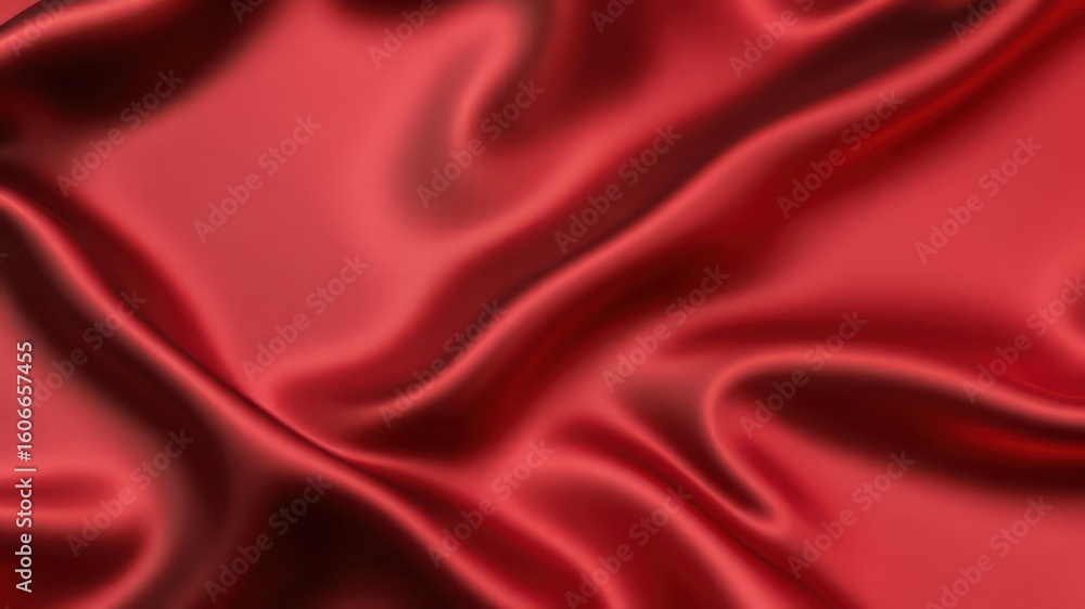 Fototapeta premium Crimson satin fabric with soft, flowing folds creates a luxurious and elegant textured backdrop for various design applications