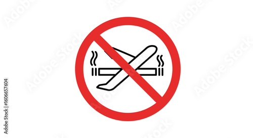 Free Download No smoking in flight prohibition sign. A red and black vector graphic icon for airport and aircraft safety warnings. - GFXLoad