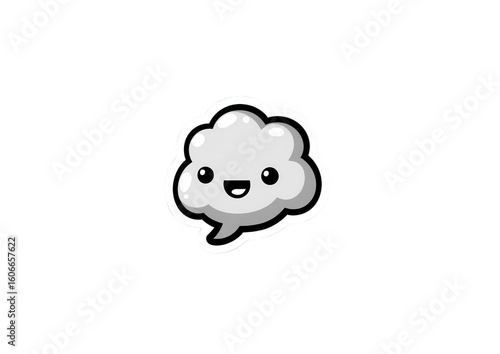 Wallpaper Mural Cute cloud graphic, stylized, cartoon, white, gray, black outline, happy face Torontodigital.ca
