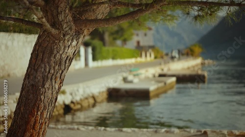 Serene waterfront promenade of Perast City, a hidden gem on the Bay of Kotor