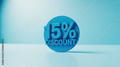 15% Discount Blue Circle Sale Promotion