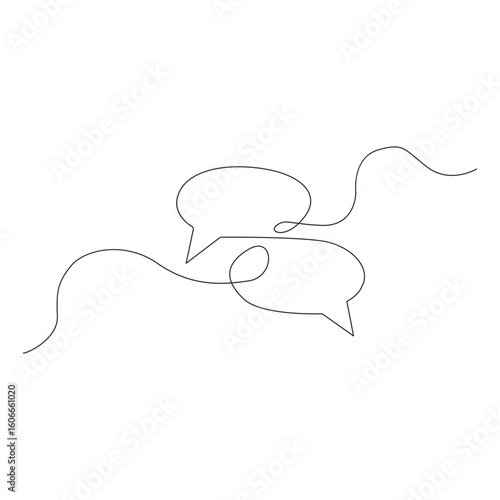 Continuous single one line drawing of speech bubbles line art vector illustration.
