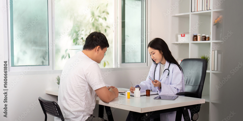 © Natee Meepian - Medical Consultation. Doctor discussing medication with patient in modern clinic. © Natee Meepian - Medical Consultation. Doctor discussing medication with patient in modern clinic.