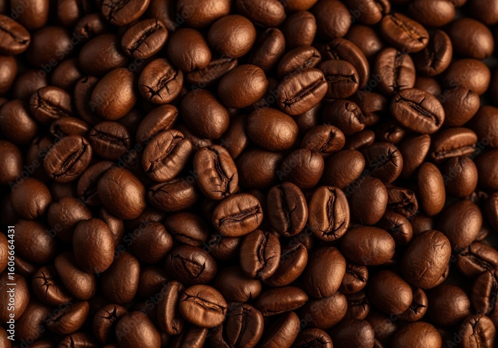 Obraz premium Roasted coffee bean brown aromatic caffeine closeup texture food background create rich and inviting pattern