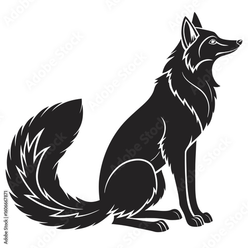 Elegant vector silhouette of a clever, cunning fox.