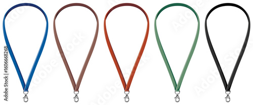 カニカン付きネックストラップのベクターイラスト素材 ビジネス用カラバリセット(Neck Strap with Lobster Clasp – Business Color Variations / Vector Illustration Set)