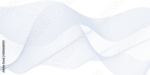 Flowing wave pattern gradient smooth curve shape isolated on transparent background. Technology , science lines flow and motion energy blend.	
