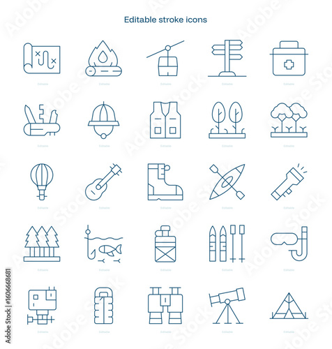 Adventure stroke icon. Adventure line icon set. editable stroke icon pack