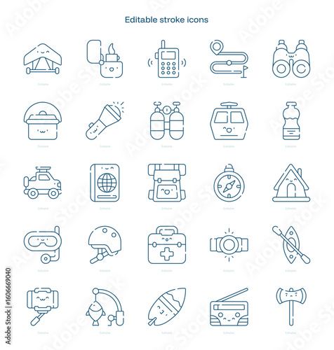 Adventure stroke icon. Adventure line icon set. editable stroke icon pack