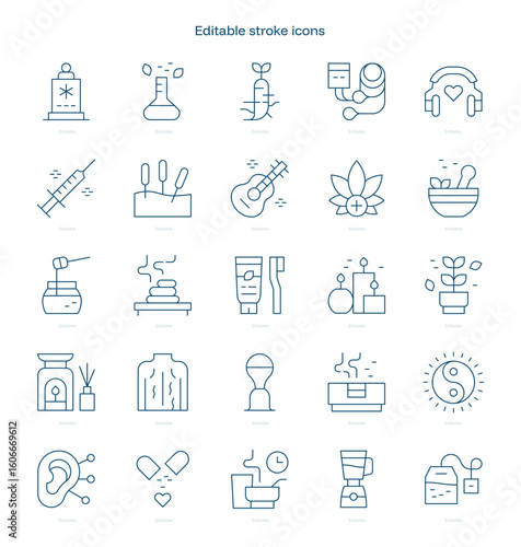Alternative Medicine stroke icon. Alternative Medicine line icon set. editable stroke icon pack