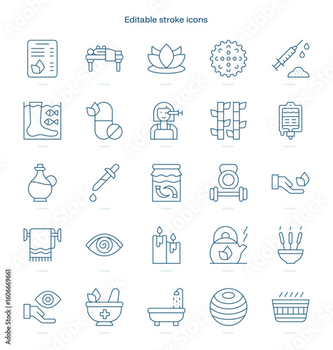 Alternative Medicine stroke icon. Alternative Medicine line icon set. editable stroke icon pack