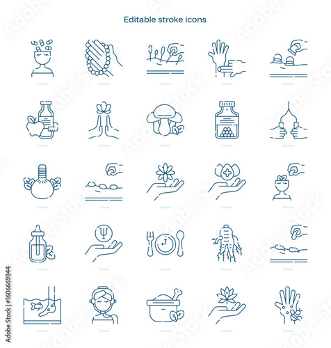 Alternative Medicine stroke icon. Alternative Medicine line icon set. editable stroke icon pack