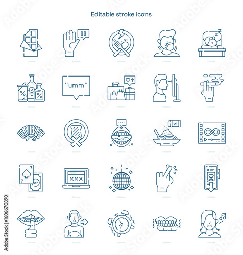 Bad Habits stroke icon. Bad Habits line icon set. editable stroke icon pack