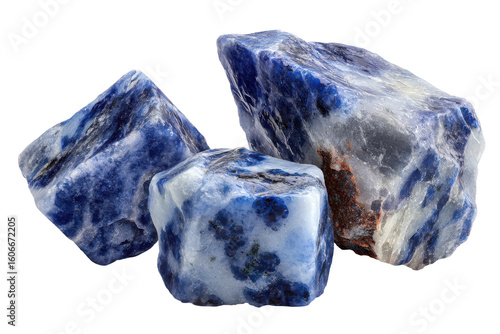 Discovering stunning blue stones nature mineral photography close-up. Isolated on transparent background, png.