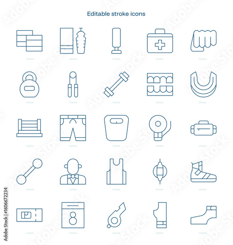 Boxing stroke icon. Boxing line icon set. editable stroke icon pack