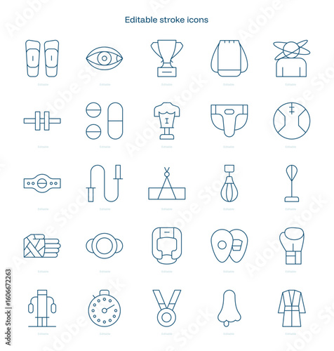 Boxing stroke icon. Boxing line icon set. editable stroke icon pack