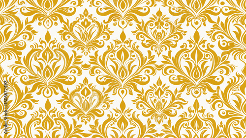 Damask seamless pattern element golden colors isolated white backgrounds for Elegant luxury texture wallpapers, backgrounds and page fill, mediterranean culture, abstract backgrounds, wrapping paper, 