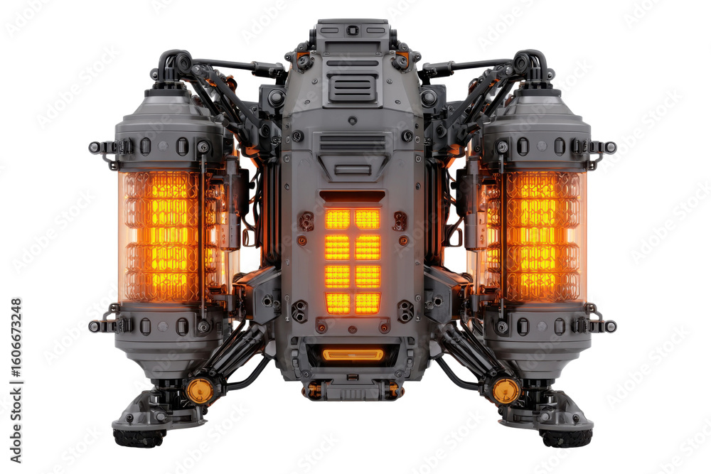 Fototapeta premium Futuristic jet engine design workshop 3d render industrial close-up. Isolated on transparent background, png.